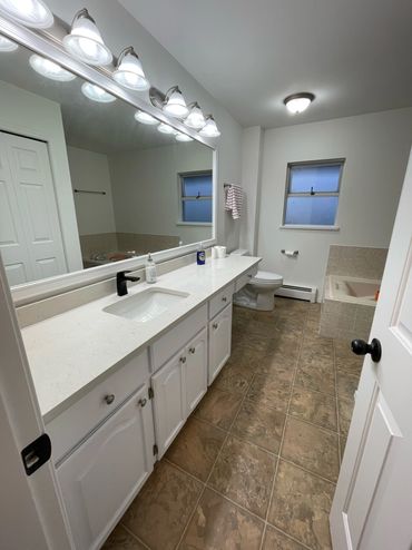 GVP Contracting Langley BC Interior Renovation Bathroom Remodel with new counters and lighting
