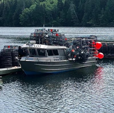 The Emma III, our flagship prawn and crab boat loaded and ready to set prawn traps