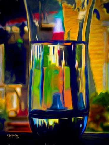 water glass reflections, reflection abstract photograph