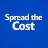 Blue background with white text saying 'Spread the Cost'.