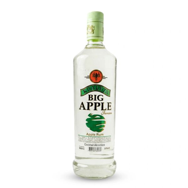 Bottle of Kualita Big Apple apple rum.
