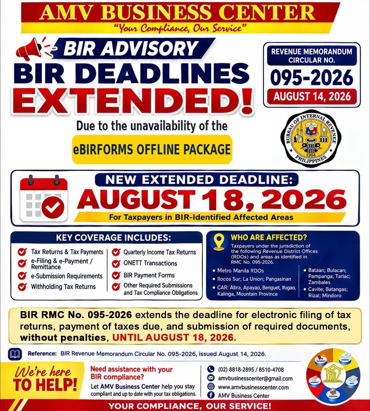 BIR Extension August 18, 2026, unavailability of eBIRForms offline package, BIR extension deadline