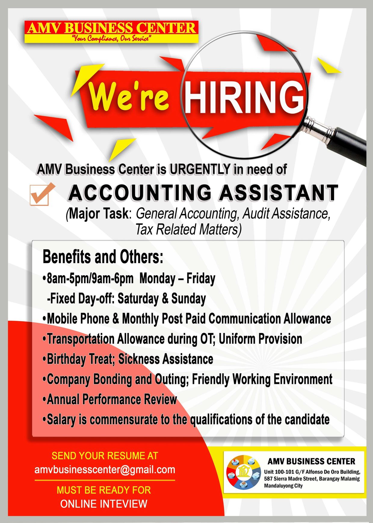 Job hiring accounting assistant, job hiring general accounting, hiring audit assistance, Job, Hiring