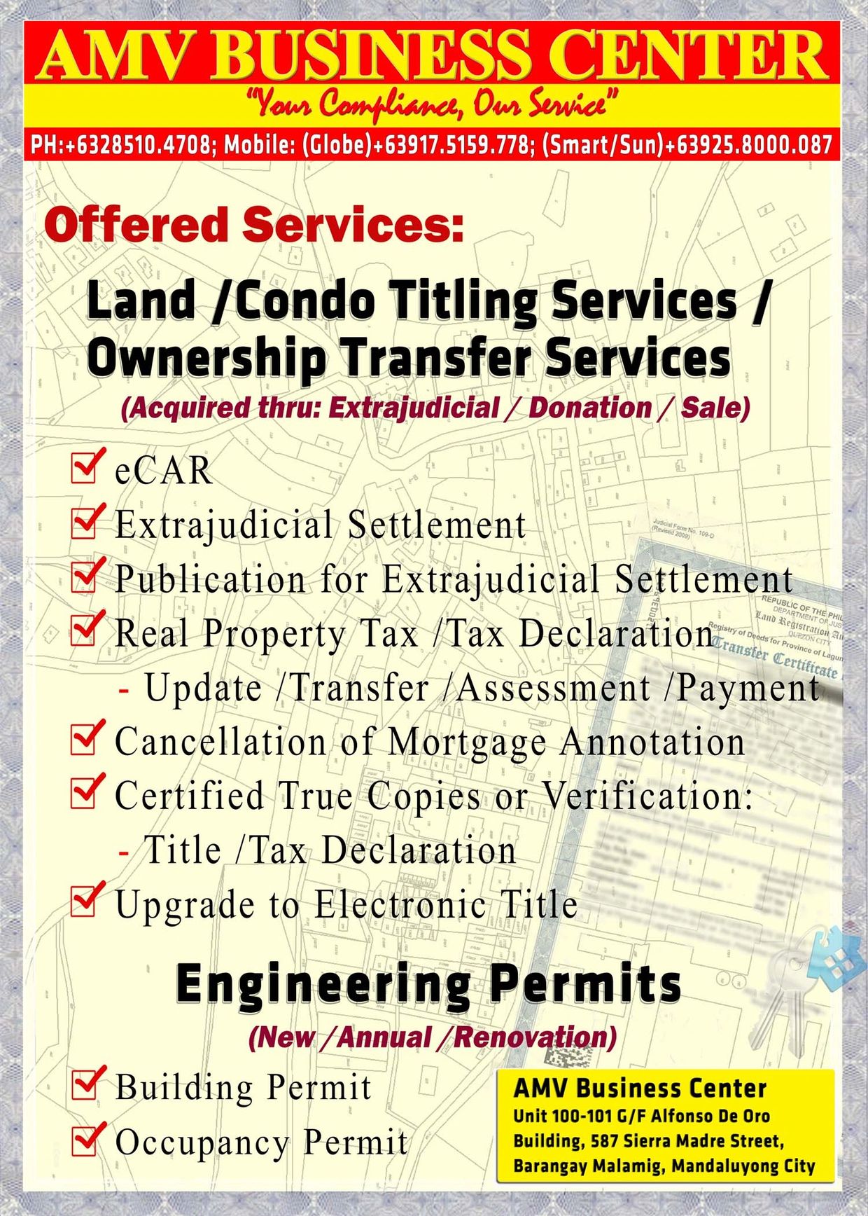 Transfer of Title, Condo Titling, Owner Transfer services, Mortgage, Payment, tax declaration