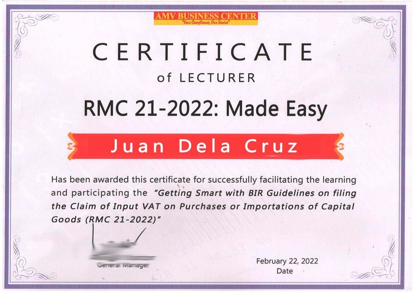 RMC 21-2022: Made Easy Certification, certificate, certification certificate 2022