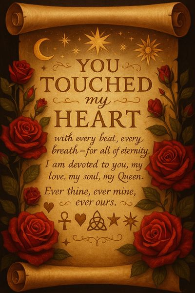 “Our love is no mortal vow; it is the fire that bends galaxies, the crown upon lion and queen. I am 