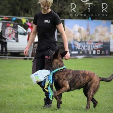 Our trainer Mia Cronk with her Dutch Shepherd at the AVD trials - Obedience trial