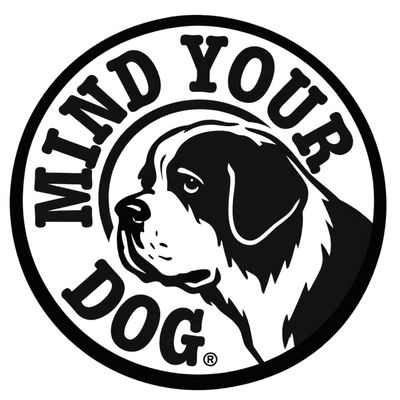 Logo with a dog's profile and text 'MIND YOUR DOG'.
