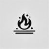 A simple black and white logo representing burns.