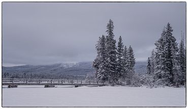 Pyramid, lake, winter, bridge, snow, trees