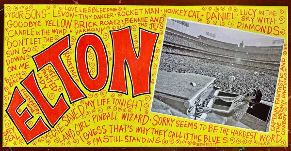 I found this photo online and it inspired the environment. Elton, live, singing all my favorites!