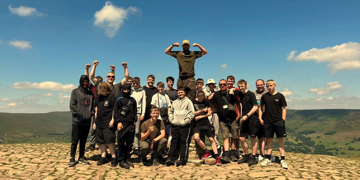 Group of CAST Angling students and tutors at Mam Tor Derbyshire