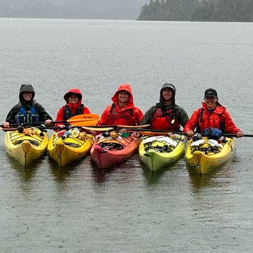 Kayakers on a locals' 5-day kayak skills course in the Sitka, Alaska area