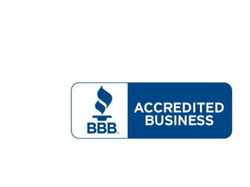 BBB Accredited Business logo with blue and white colors.