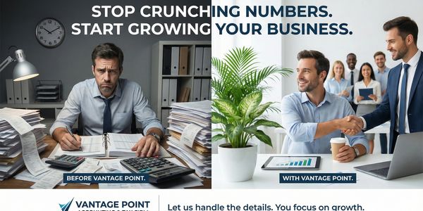 Before and after using Vantage Point accounting services for business growth.