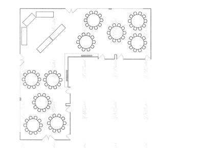 A sample drawing of the venue and round tables layout 