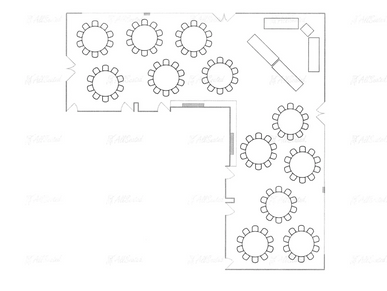 A sample drawing of the dinning area and wedding venue