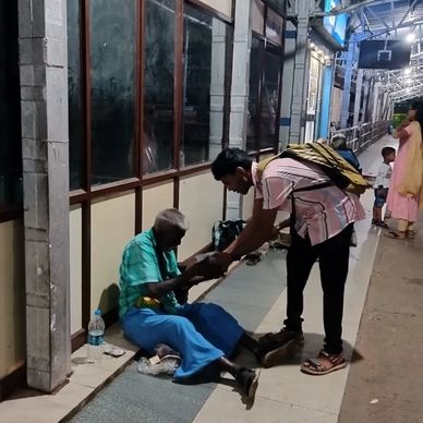 Our founder disturbing food packs to elderly people 