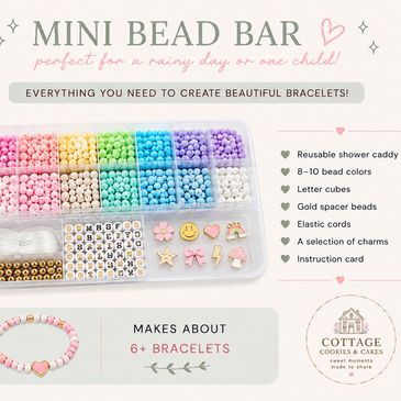 Mini bead bar kit for making bracelets with colorful beads and charms.
