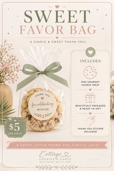 Sweet favor bag with cookie treat and thank you sticker.