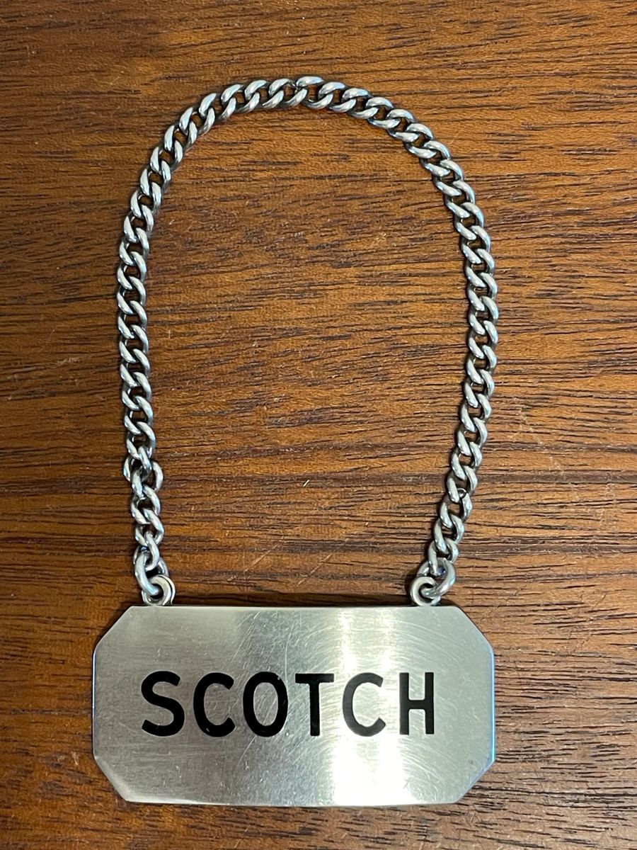 Roden Brothers Vintage Sterling Silver Scotch Decanter Label.