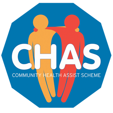 Logo of CHAS: Community Health Assist Scheme.