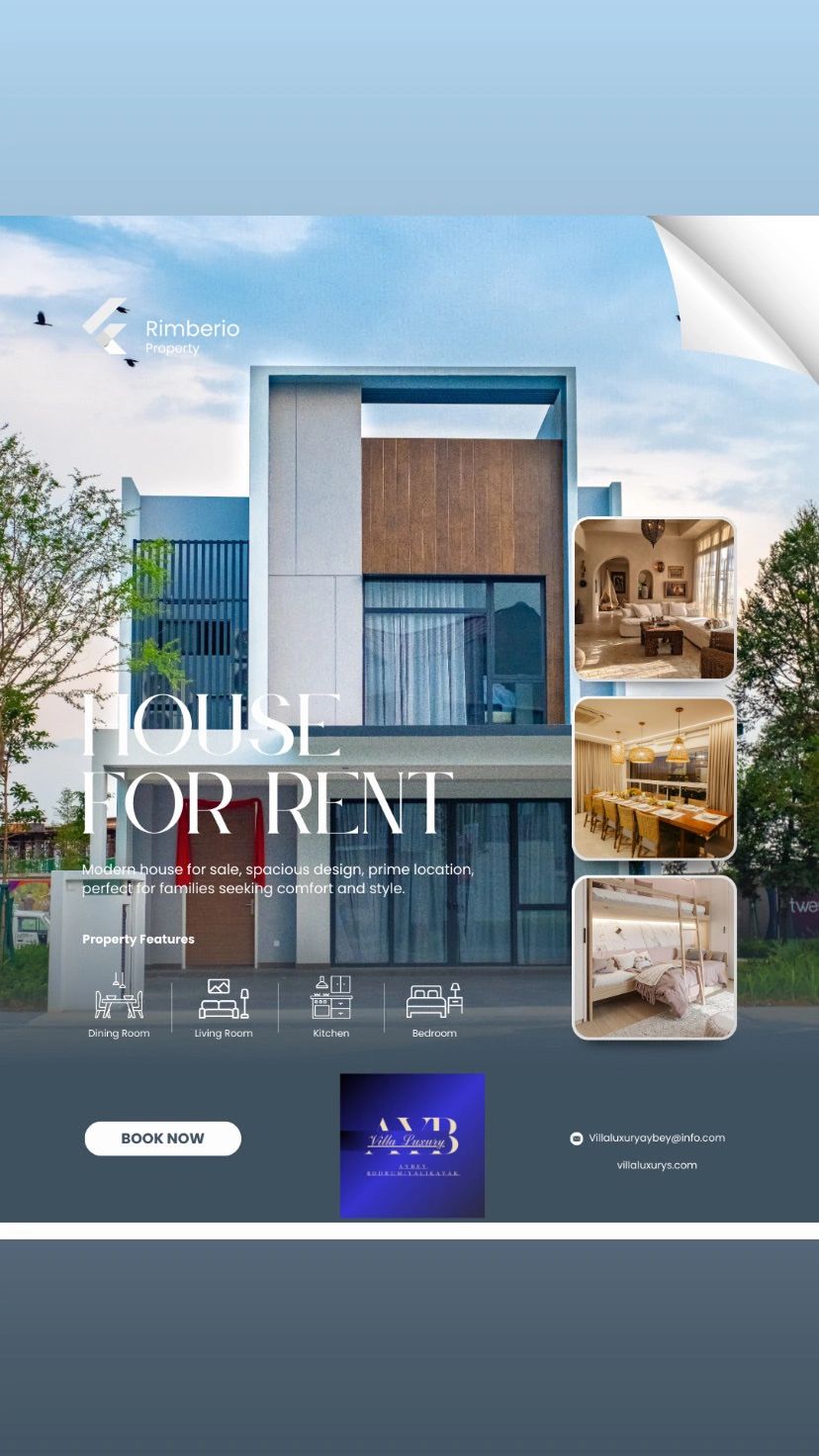 Modern house for rent with spacious design and prime location.