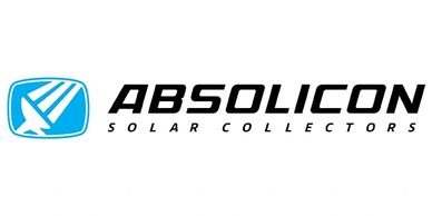 Logo of Absolicon Solar Collectors with a blue and white icon.
