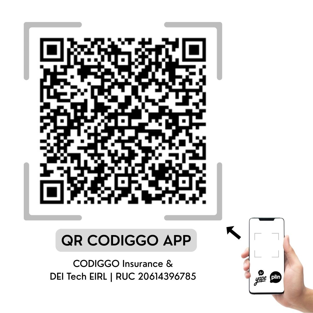 QR code for CODIGGO Insurance &amp; DEI Tech EIRL scanning app.