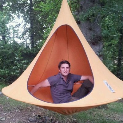 Wilderfox founder Robin Fox hanging out in one of our Cacoon tents