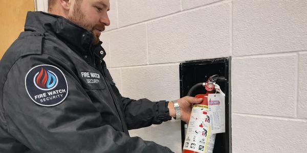 fire watch security personnel Duncan doing fire check patrol