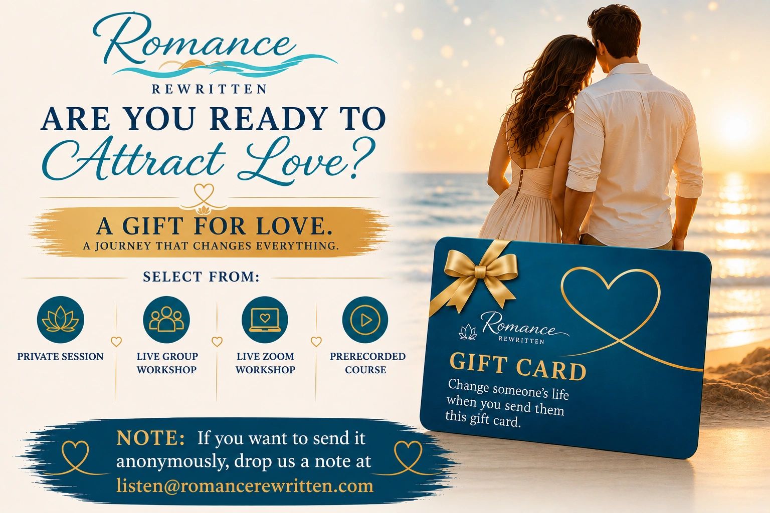 Attracting Romance  Gift Card for private and group sessions for attracting Love 