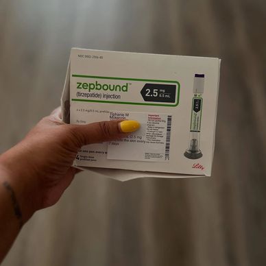 Zepbound pen with cap removed, exposing injection needle for once weekly use
