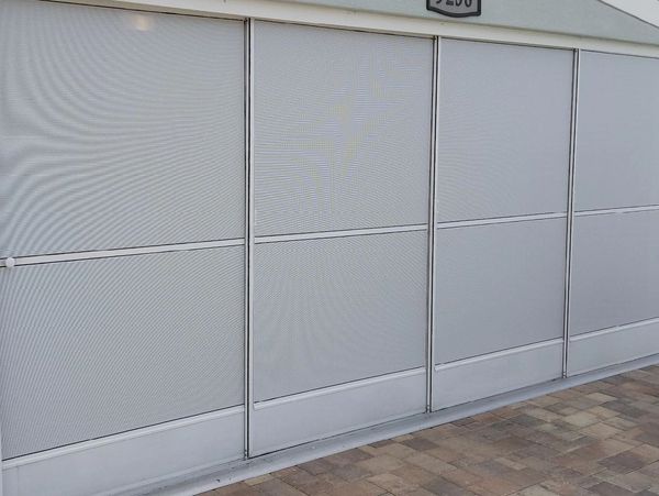Garage Door Sliders with white Solar Screen