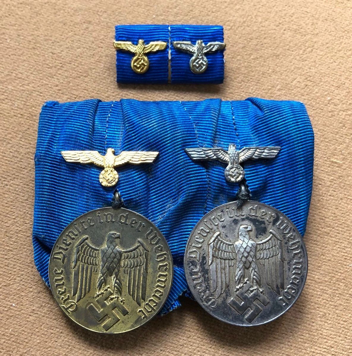 German Army or Navy court mounted pair of Long Service medals with ...