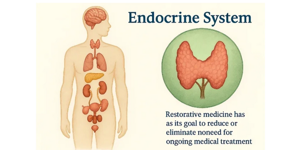 A 3D image of human structure with endocrine system