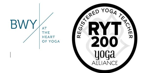 Logos representing British Wheel of Yoga and Registered Yoga Teacher RYT 200 certification.