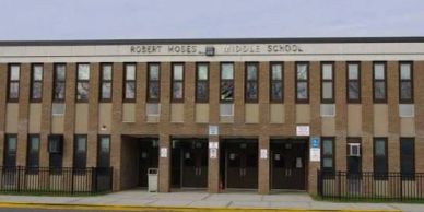 Front view of Robert Moses Middle School building.