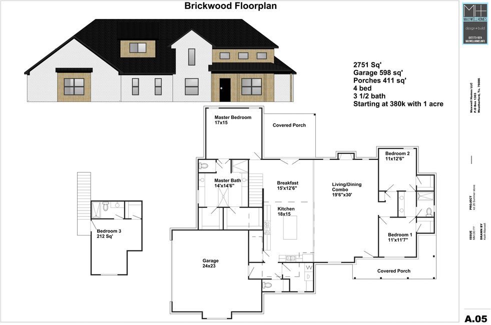 2751 Square Foot Transitional Home plan