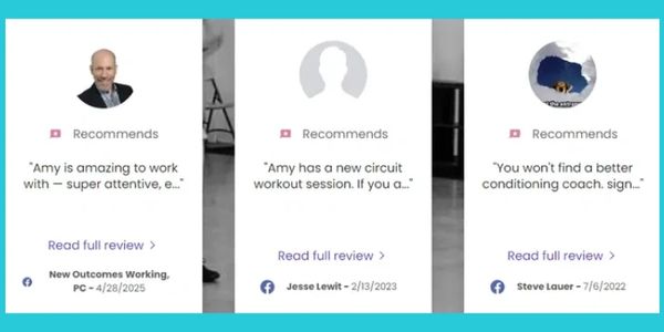Snapshot of client reviews / testimonials.