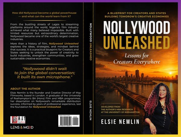 Book cover of 'Nollywood Unleashed' by Elsie Nemlin on Nigeria's film industry.