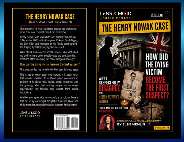 Cover and back of essay on Henry Nowak case and its social implications.