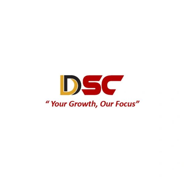 Logo of DSC with the tagline 'Your Growth, Our Focus' in red and gold colors.