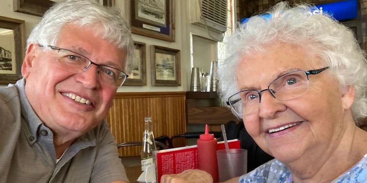 Steve getting campaign advice from his mom. Steve values his mom's 97 years wisdom.