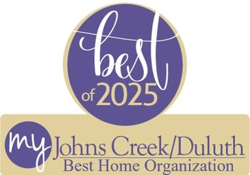 Logo for Best of 2025 Johns Creek/Duluth Home Organization award.