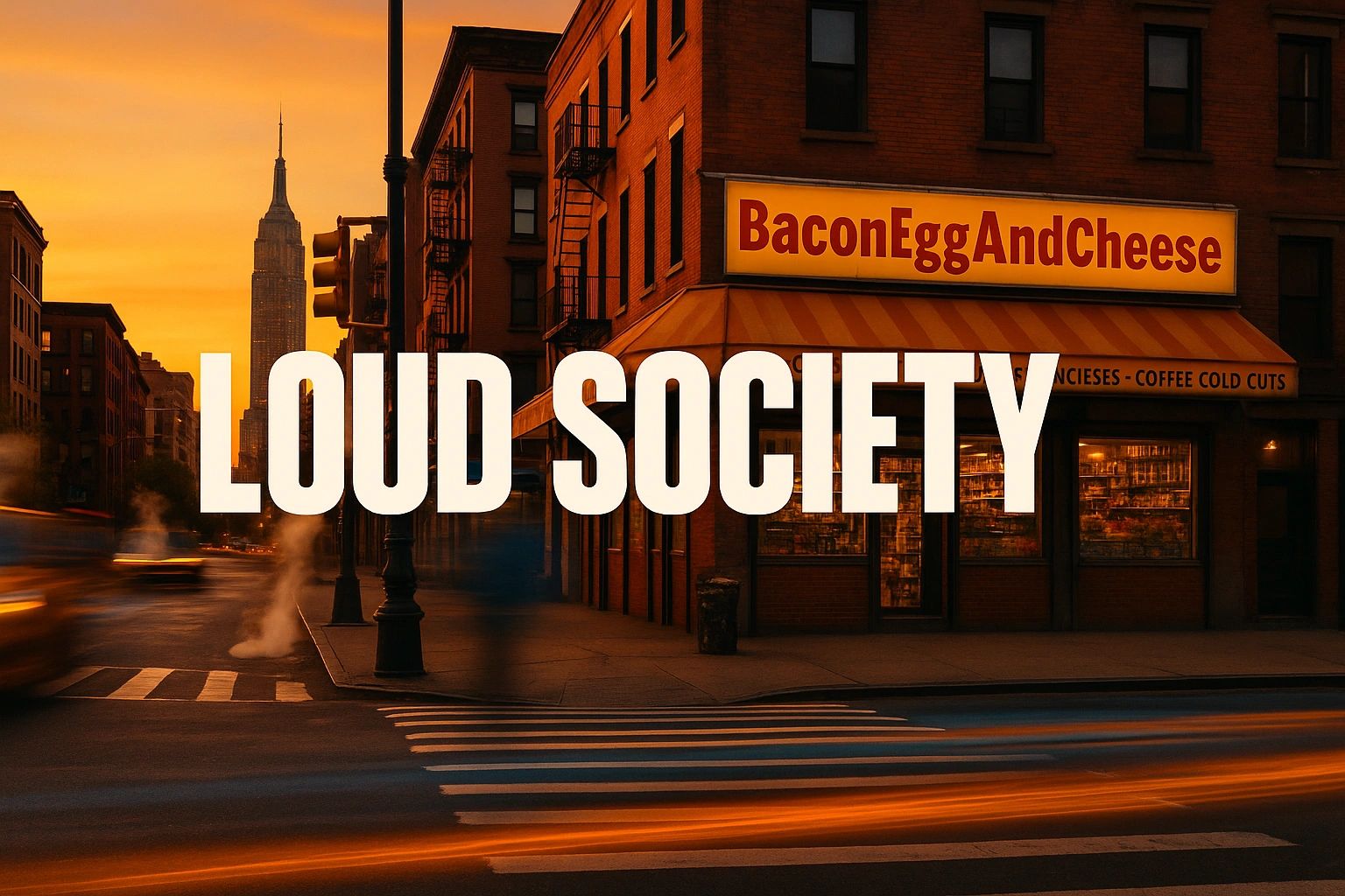Loud Society captures NYC energy with a Harlem sunset, city motion, and iconic corner-store culture.