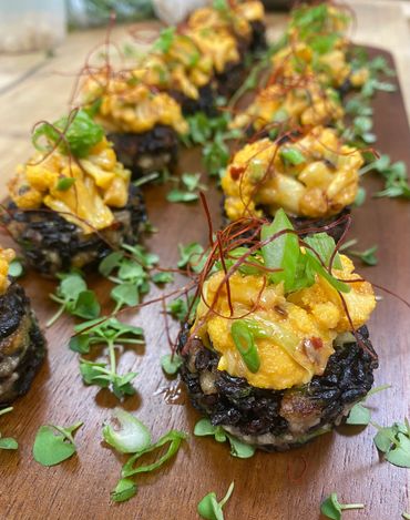 Forbidden Black Rice Green Onion Cake, Chili Crisp Cauliflower, Korean Chili Threads
GF/V
