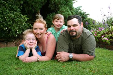 Family portrait in garden