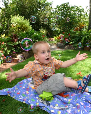 Child enjoying bubbles