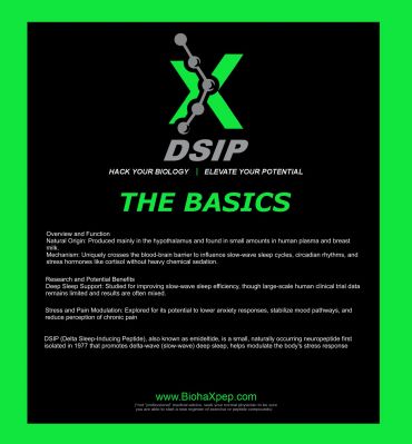 DSIP supplement basics and benefits overview poster.